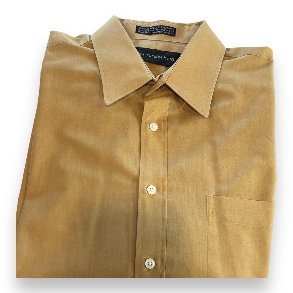 Von Furstenberg Men's Dress Shirt 16 1/2 x 32/33 Long Sleeve Copper/Mustard
